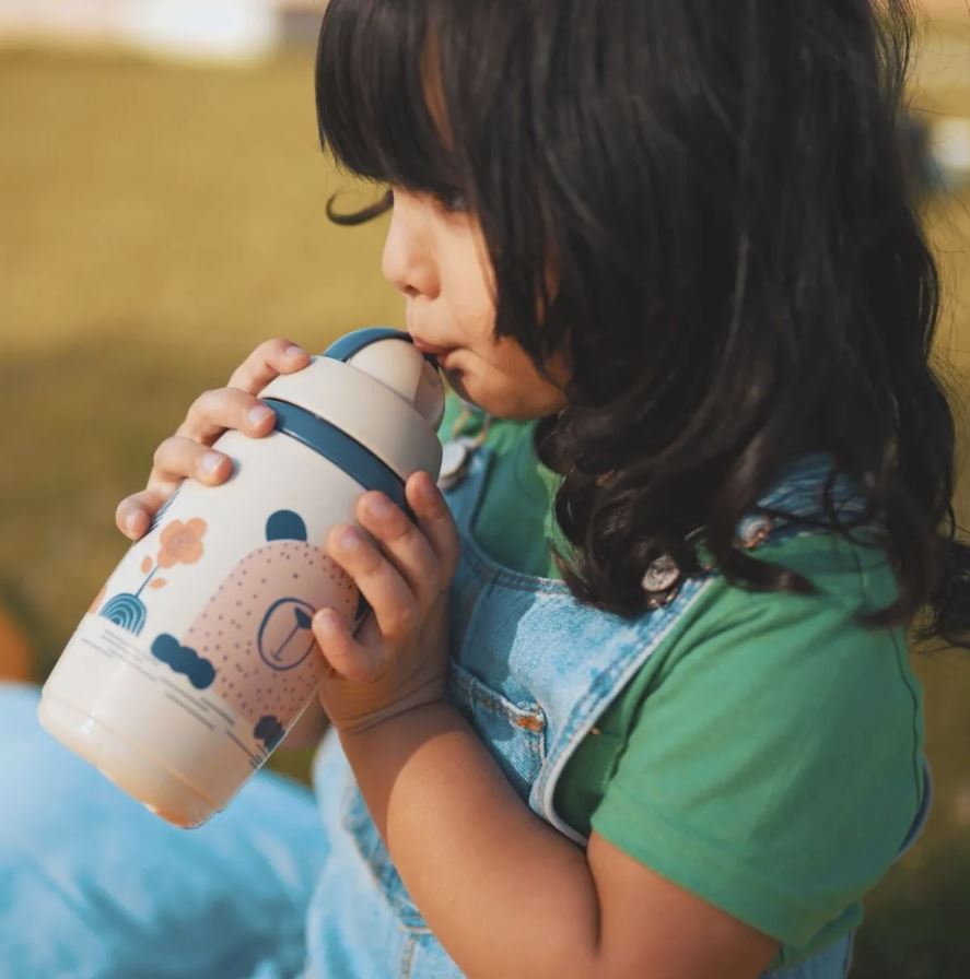Tommee Tippee Superstar Insulated Straw Cup Water Bottle (266ml) - Grey Bear