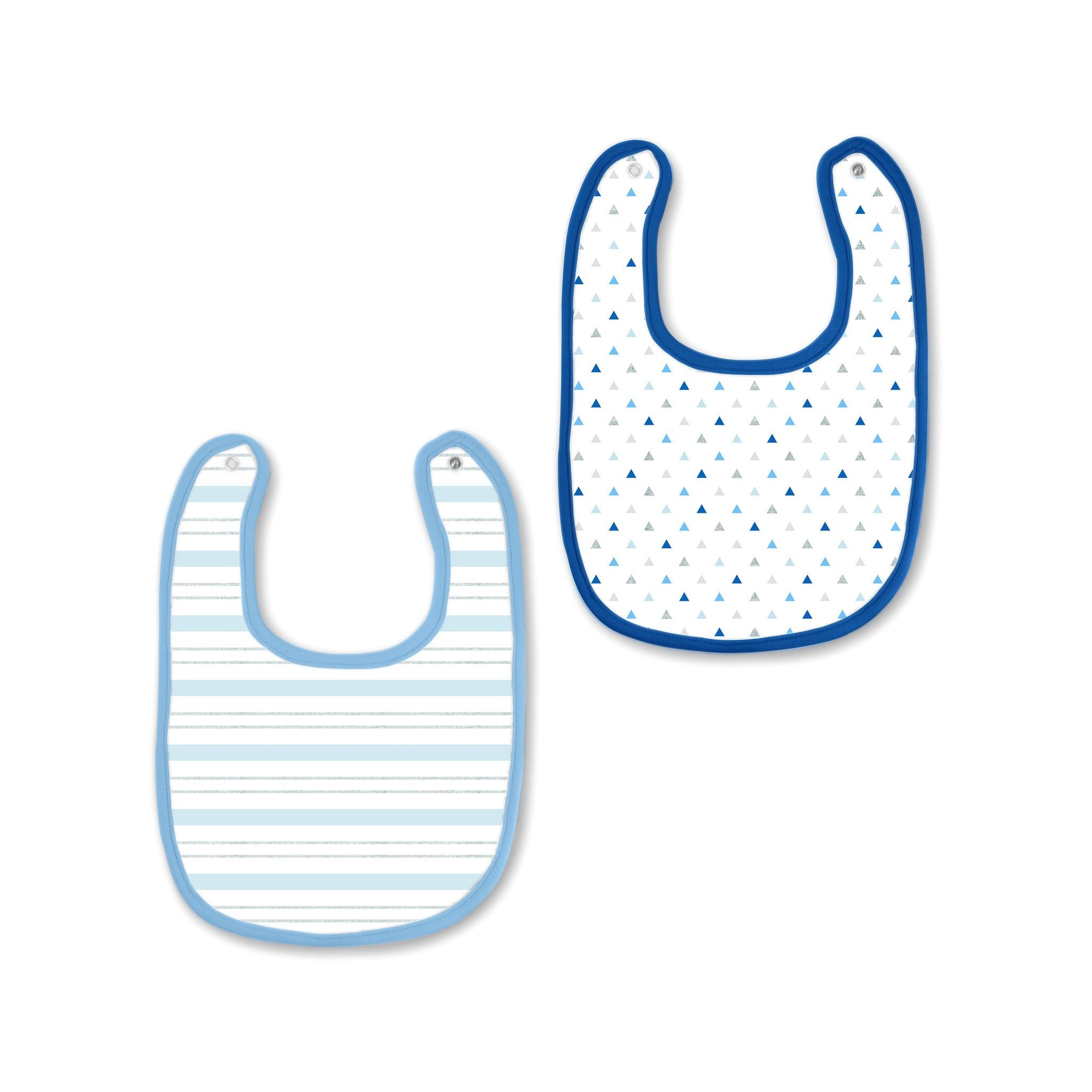 SwaddleDesigns Muslin Baby Bibs - Tiny Triangles & Serenity Stripes, 2pk (3 Colors) - Pupsik Singapore