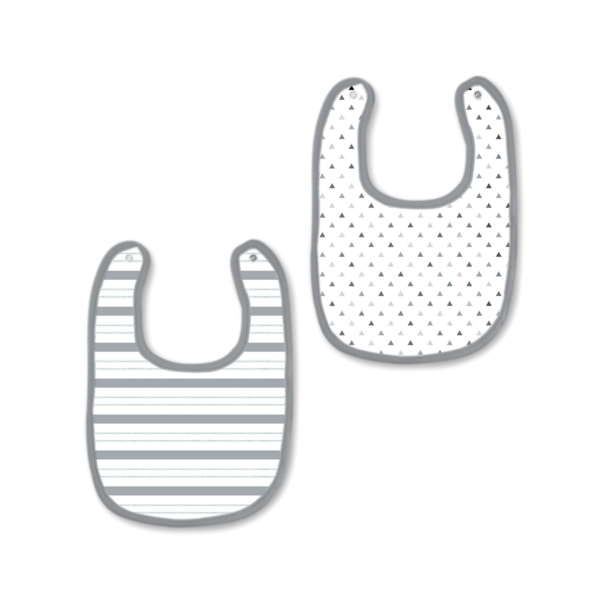 SwaddleDesigns Muslin Baby Bibs - Tiny Triangles & Serenity Stripes, 2pk (3 Colors) - Pupsik Singapore