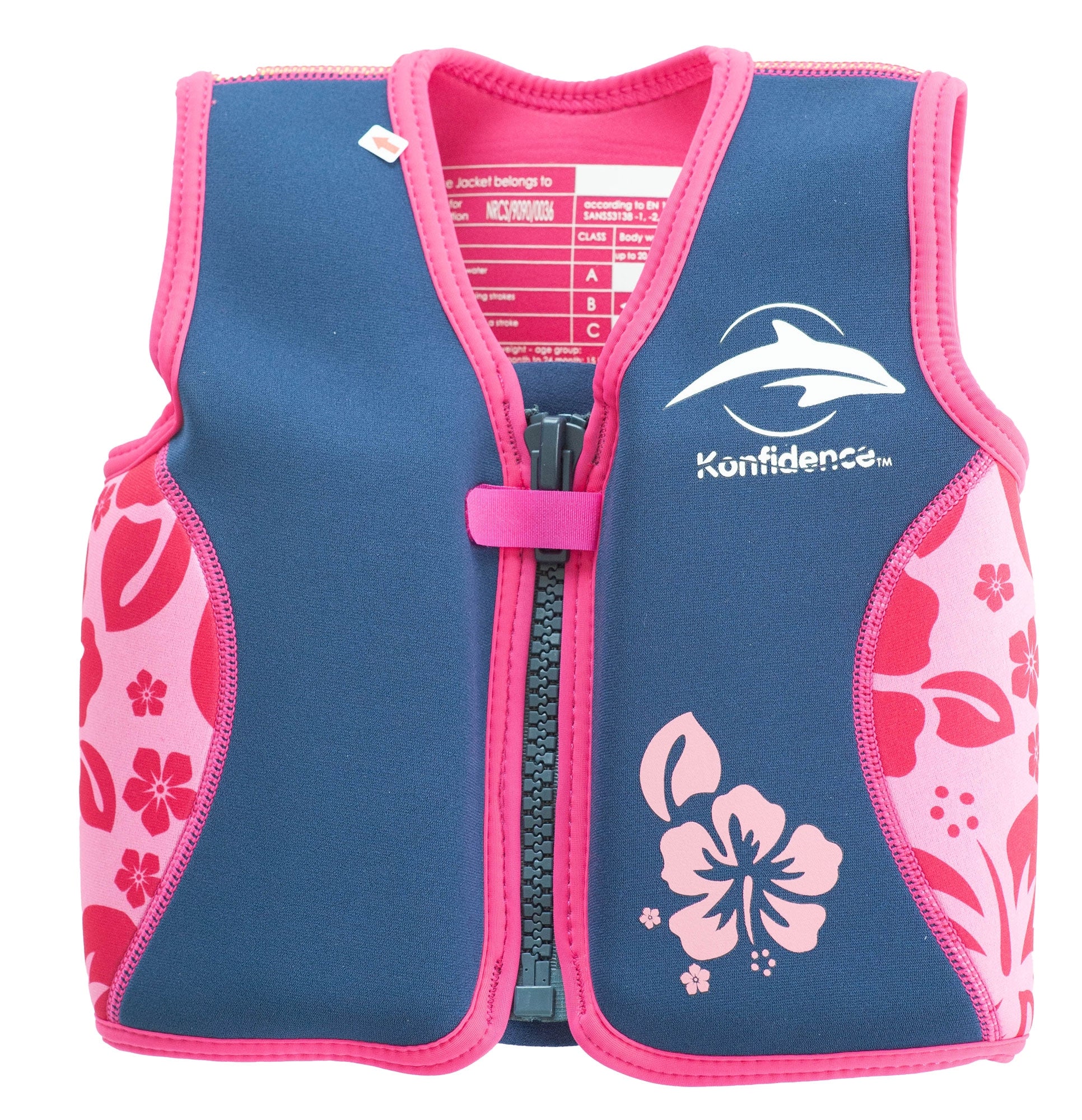 Konfidence Original Children Swim Jacket - Navy Hibiscus (3 Sizes)