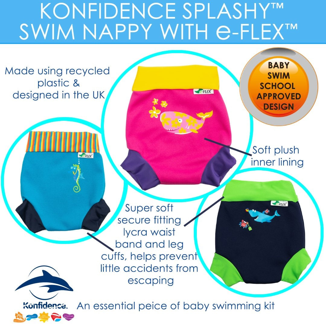 Konfidence E-Flex Splashy Swim Nappy - Fergal (5 Sizes)