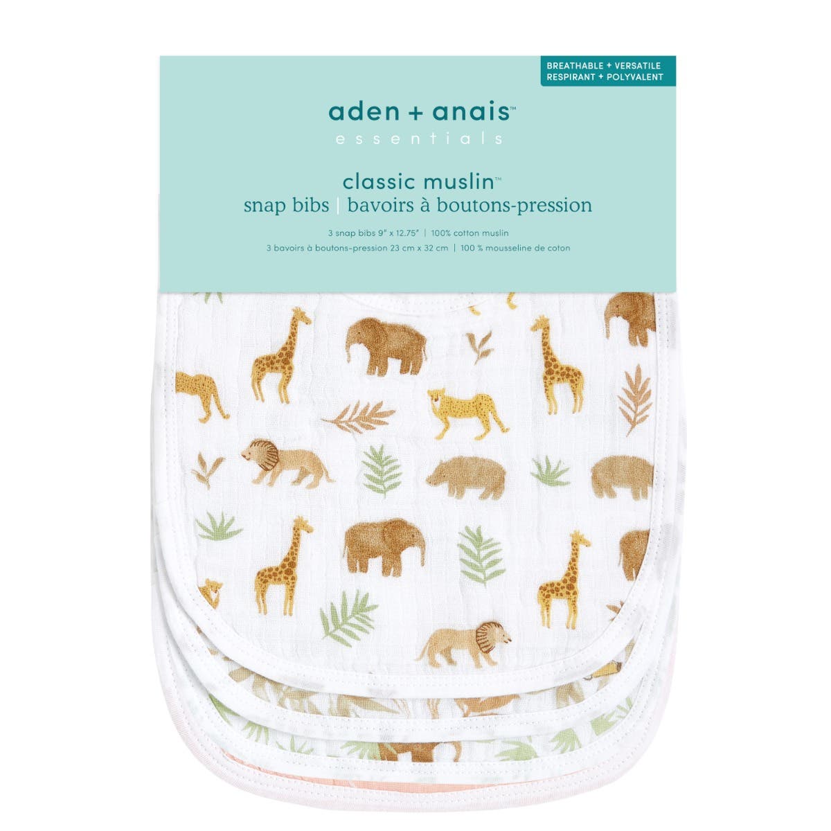 Aden Anais Essentials Snap Bib, 3pk (10 Designs)