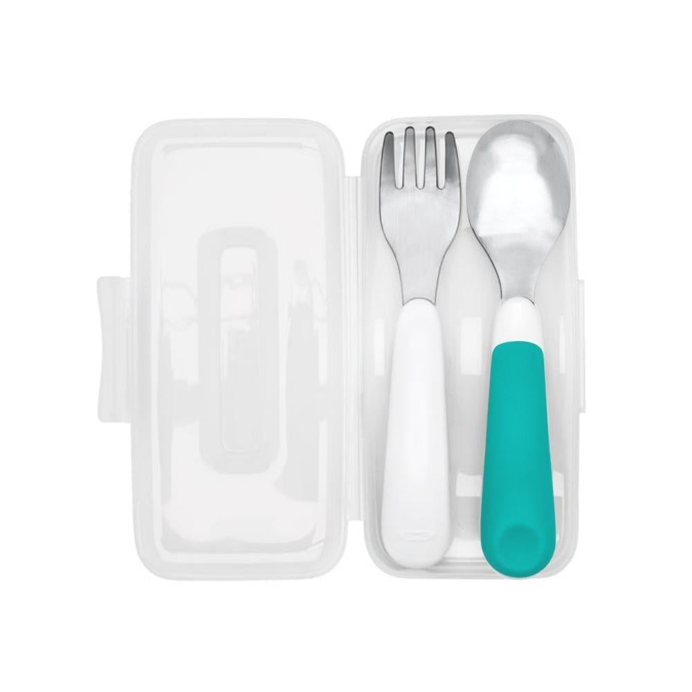 OXO Tot On-the-Go Fork and Spoon Set with Travel Case (7 Designs) - Pupsik Singapore