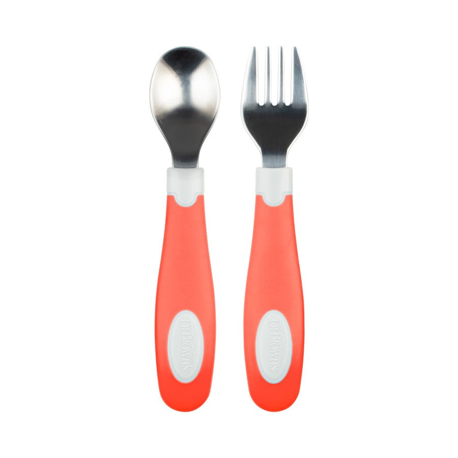 Dr. Brown’s Soft-Grip Spoon & Fork Set (3 colors) - Pupsik Singapore