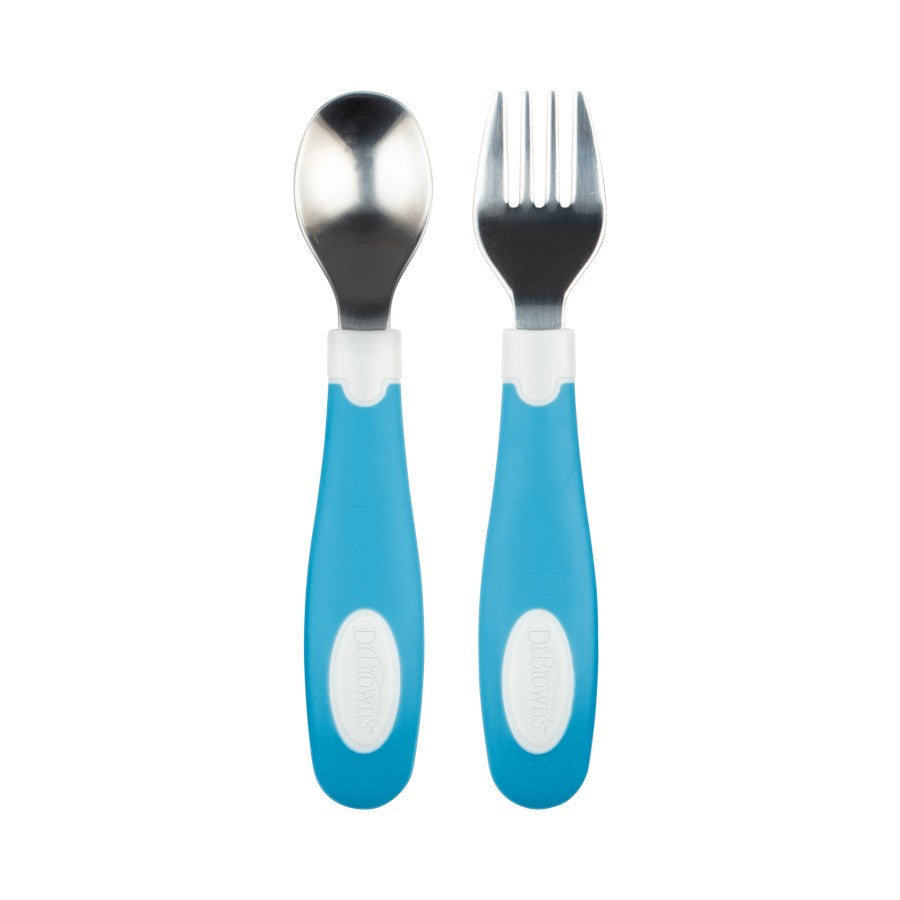 Dr. Brown’s Soft-Grip Spoon & Fork Set (3 colors) - Pupsik Singapore