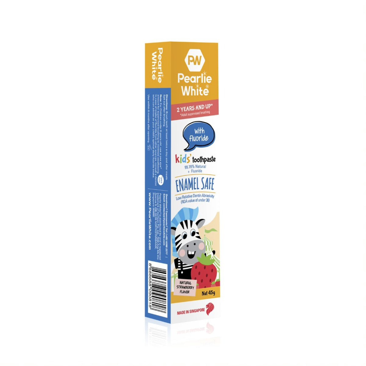 Pearlie White Enamel Safe Kids’ Fluoride Toothpaste (Strawberry) 45g - exp 02/27