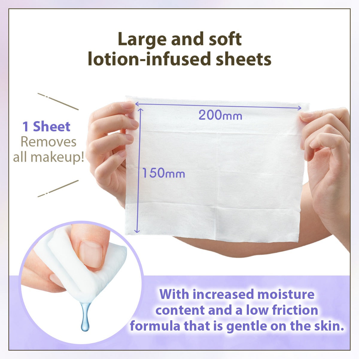 [New Version] Bifesta Micellar Cleansing Sheets - Makeup Remover Wipes, 46pcs - Moist (Exp 11/27)