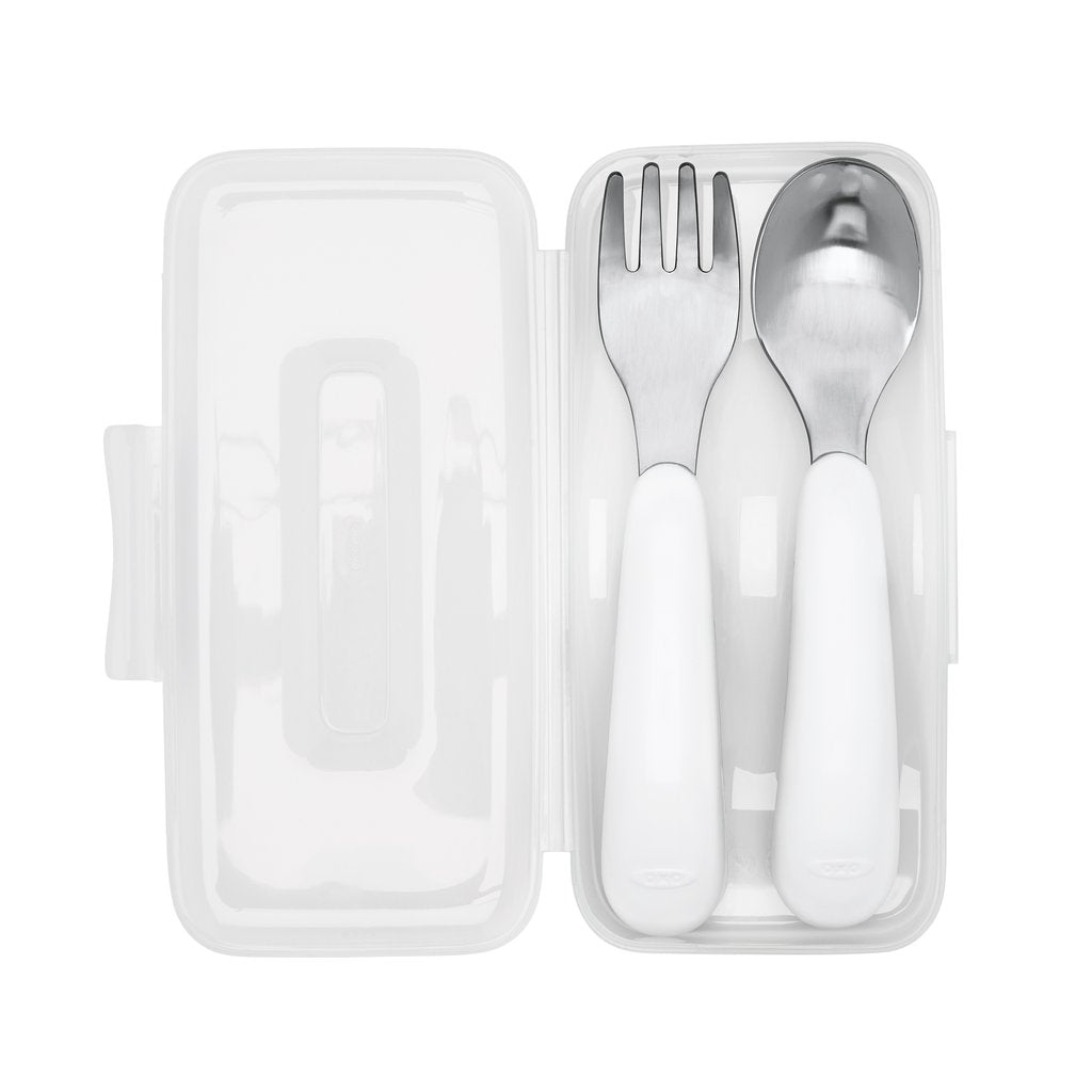 OXO Tot On-the-Go Fork and Spoon Set with Travel Case (7 Designs) - Pupsik Singapore