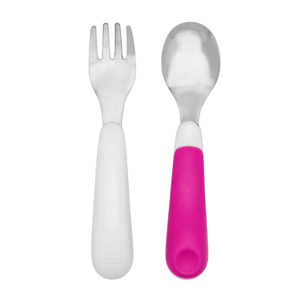 OXO Tot On-the-Go Fork and Spoon Set with Travel Case (7 Designs) - Pupsik Singapore