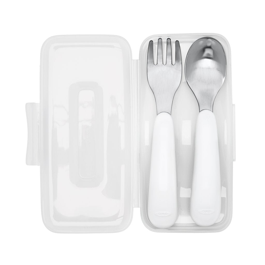 OXO Tot On-the-Go Fork and Spoon Set with Travel Case (7 Designs) - Pupsik Singapore