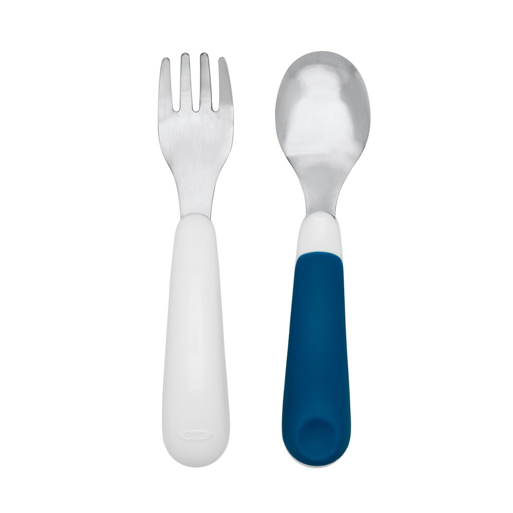 OXO Tot On-the-Go Fork and Spoon Set with Travel Case (7 Designs) - Pupsik Singapore
