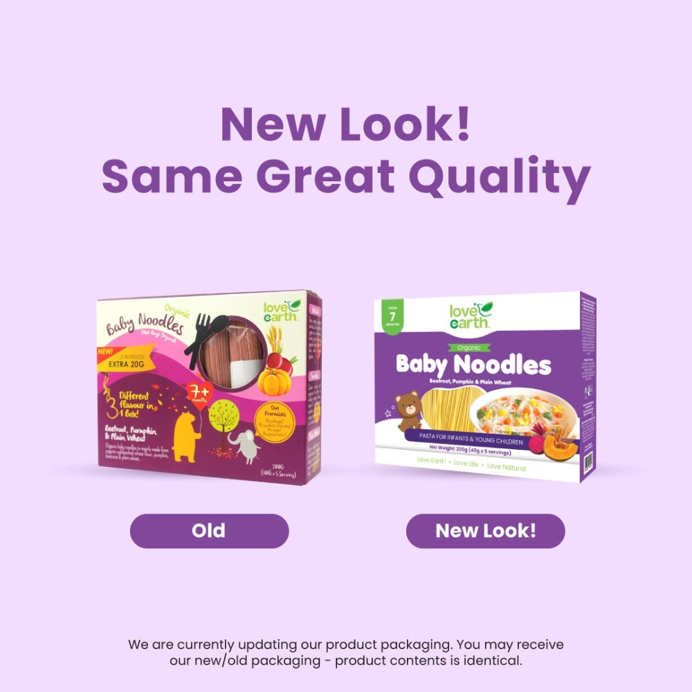 Love Earth Organic Baby Noodles, 200g - Beetroot, Pumpkin & Plain Wheat (Exp 03/27)
