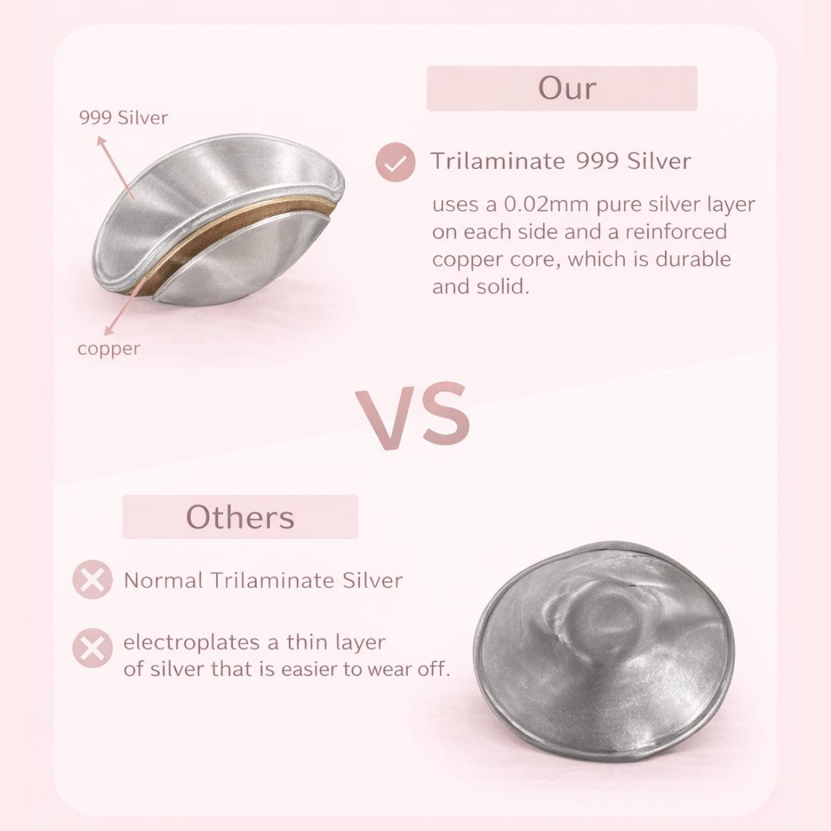 MPJ Trilaminate 999 Silver Nursing Cups, 1 Pair (2 Sizes) - Pupsik Singapore