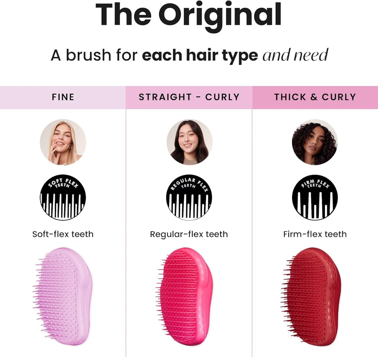 Tangle Teezer Original Detangling Hairbrush, Straight & Curly (6 Designs)