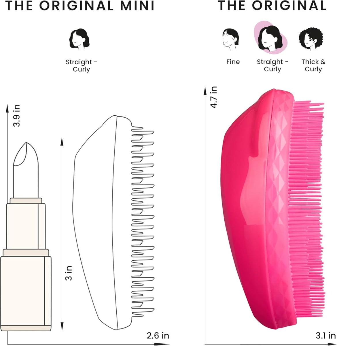 Tangle Teezer Original Detangling Hairbrush, Straight & Curly (6 Designs)