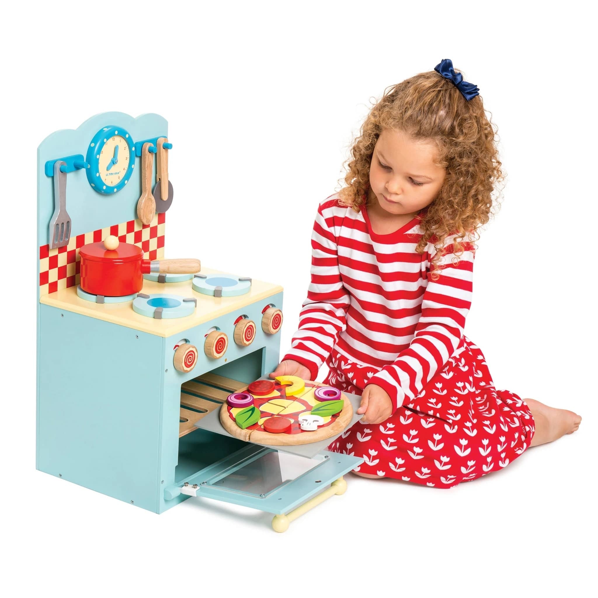 Le Toy Van Wooden Oven & Hob Kitchen Set - Blue