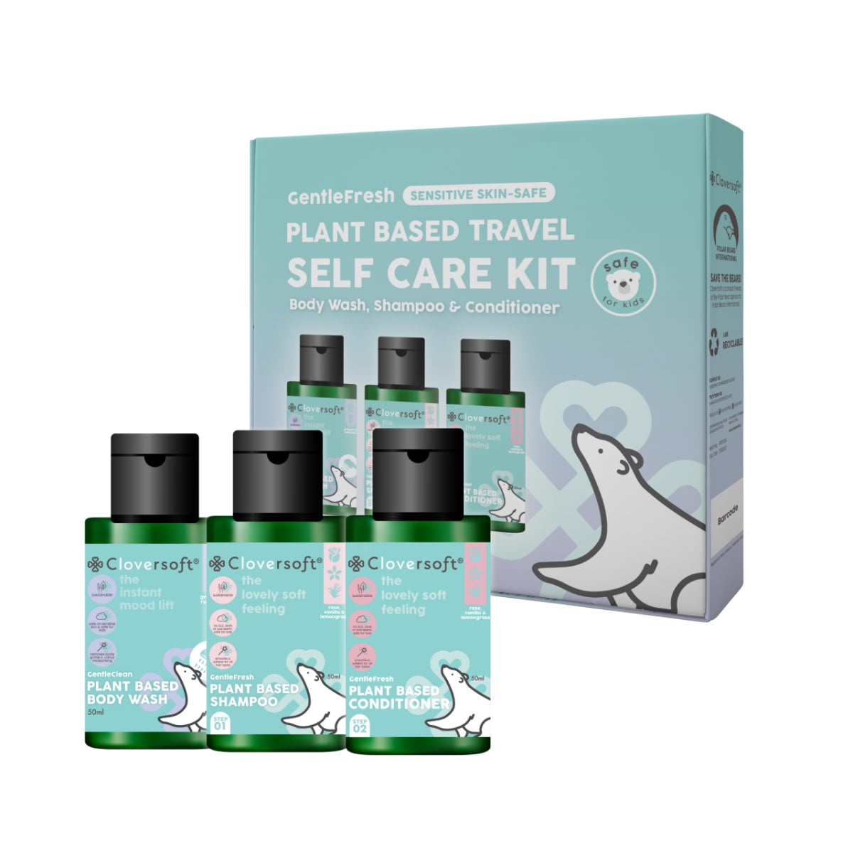 Cloversoft Plant-Based Self-Care Kit Travel Set (Body Wash + Shampoo + Conditioner) 3 x 50ml (Exp 08/27)