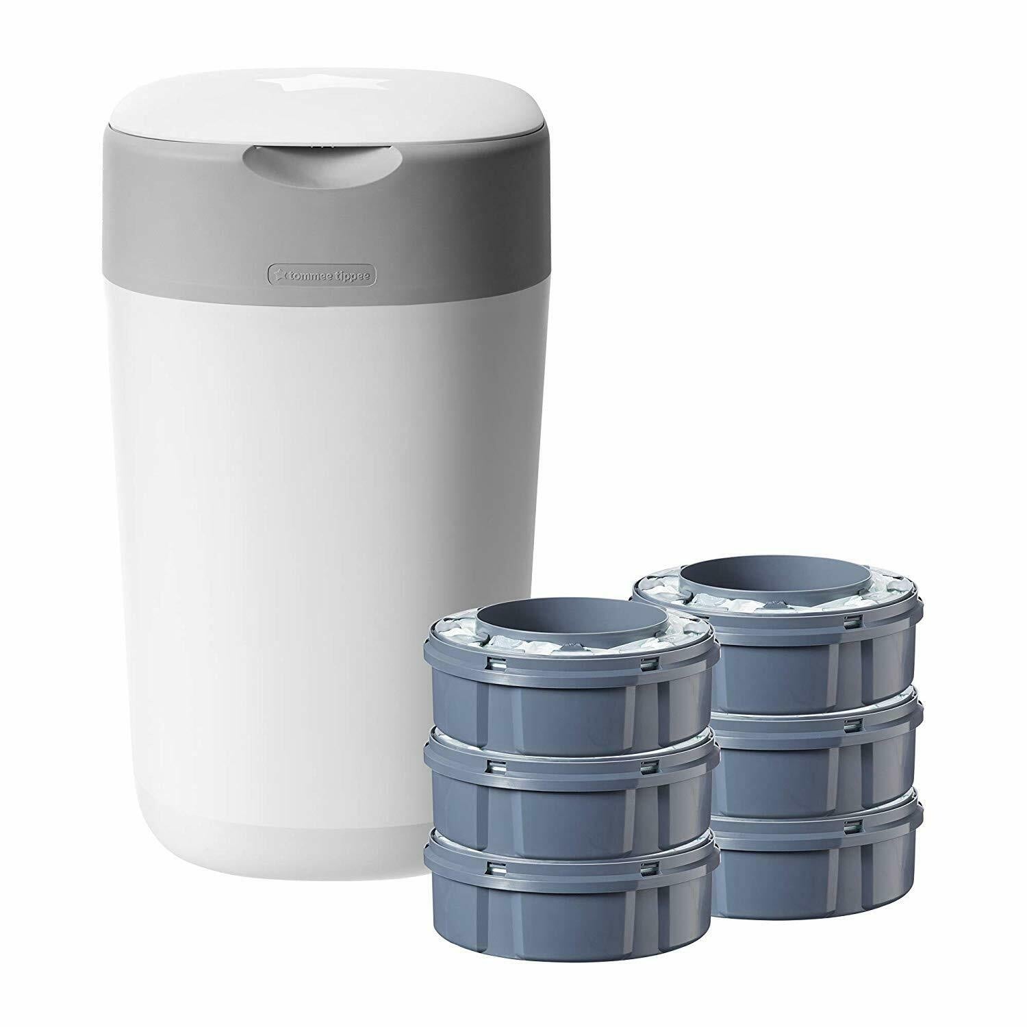 Tommee Tippee Sangenic Twist & Click Advanced Diaper Disposal Bin (6 casettes) - White