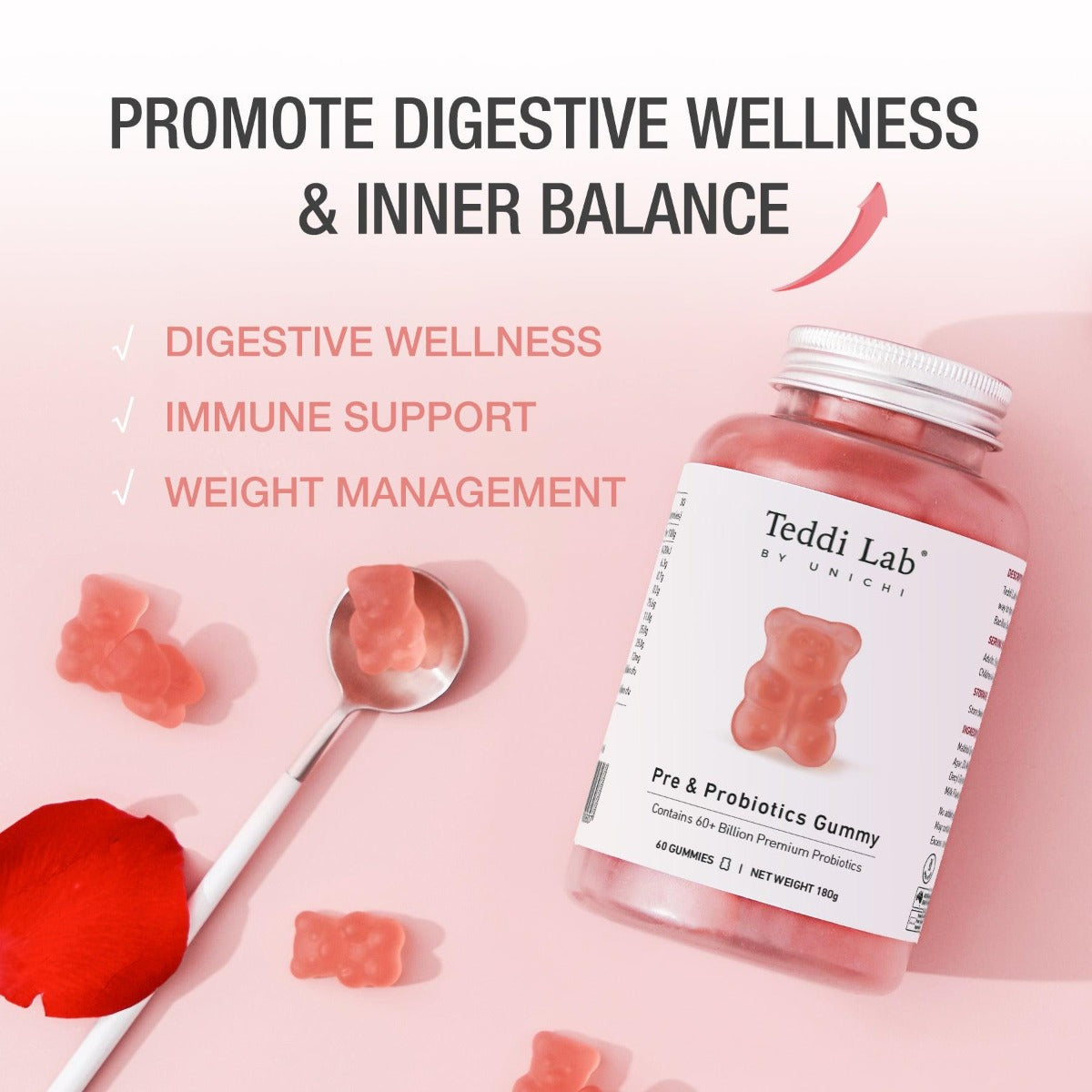 Unichi Pre & Probiotics Gummy, 60pcs (Exp 12/26)