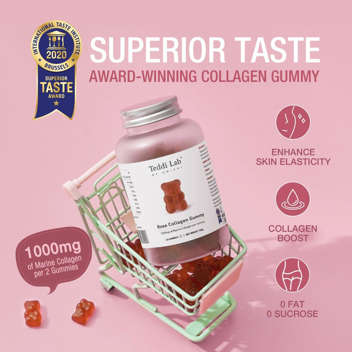 Unichi Rose Collagen Gummy, 60pcs (Exp 04/27)