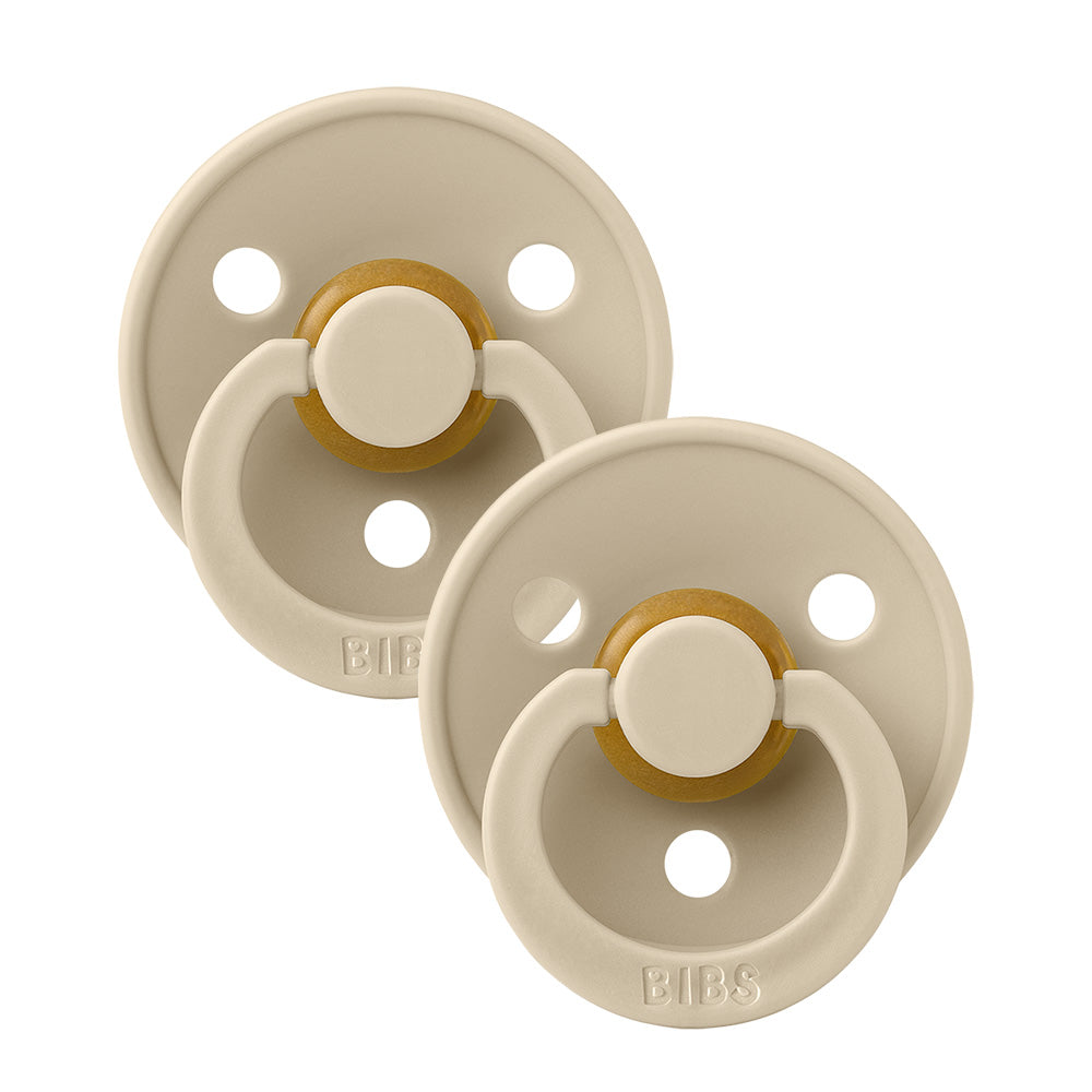 Bibs Round Colour Pacifier (2pk) - Vanilla (2 Sizes) - Made in Denmark/EU