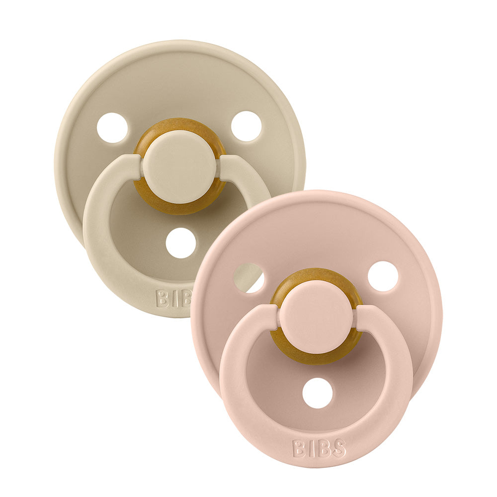 Bibs Round Colour Pacifier (2pk) - Vanilla Blush (2 Sizes) - Made in Denmark/EU