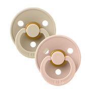 Bibs Round Colour Pacifier (2pk) - Vanilla Blush (2 Sizes) - Made in Denmark/EU