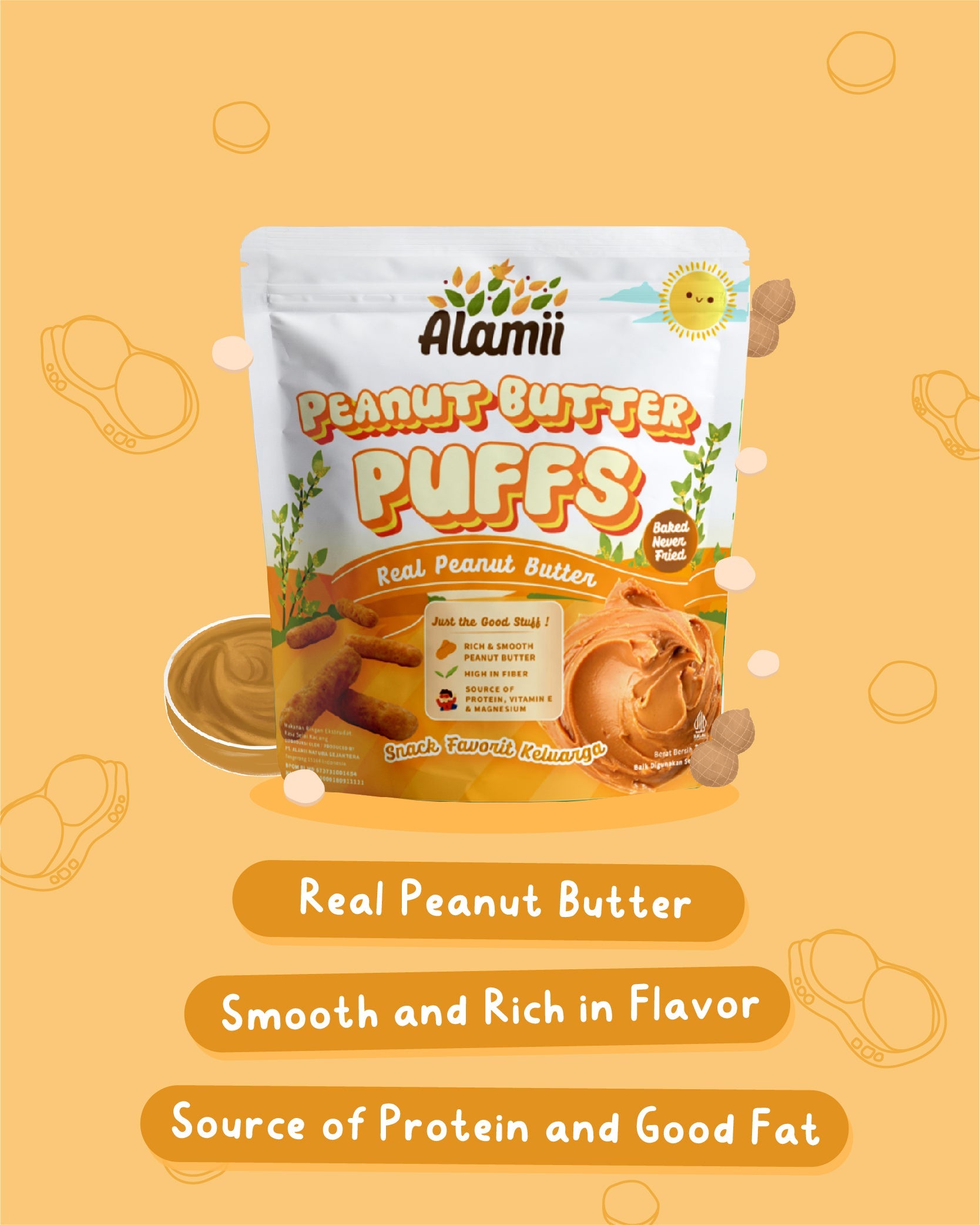 Alamii Peanut Butter Puffs, 25g x 2pk (Exp 02/26)