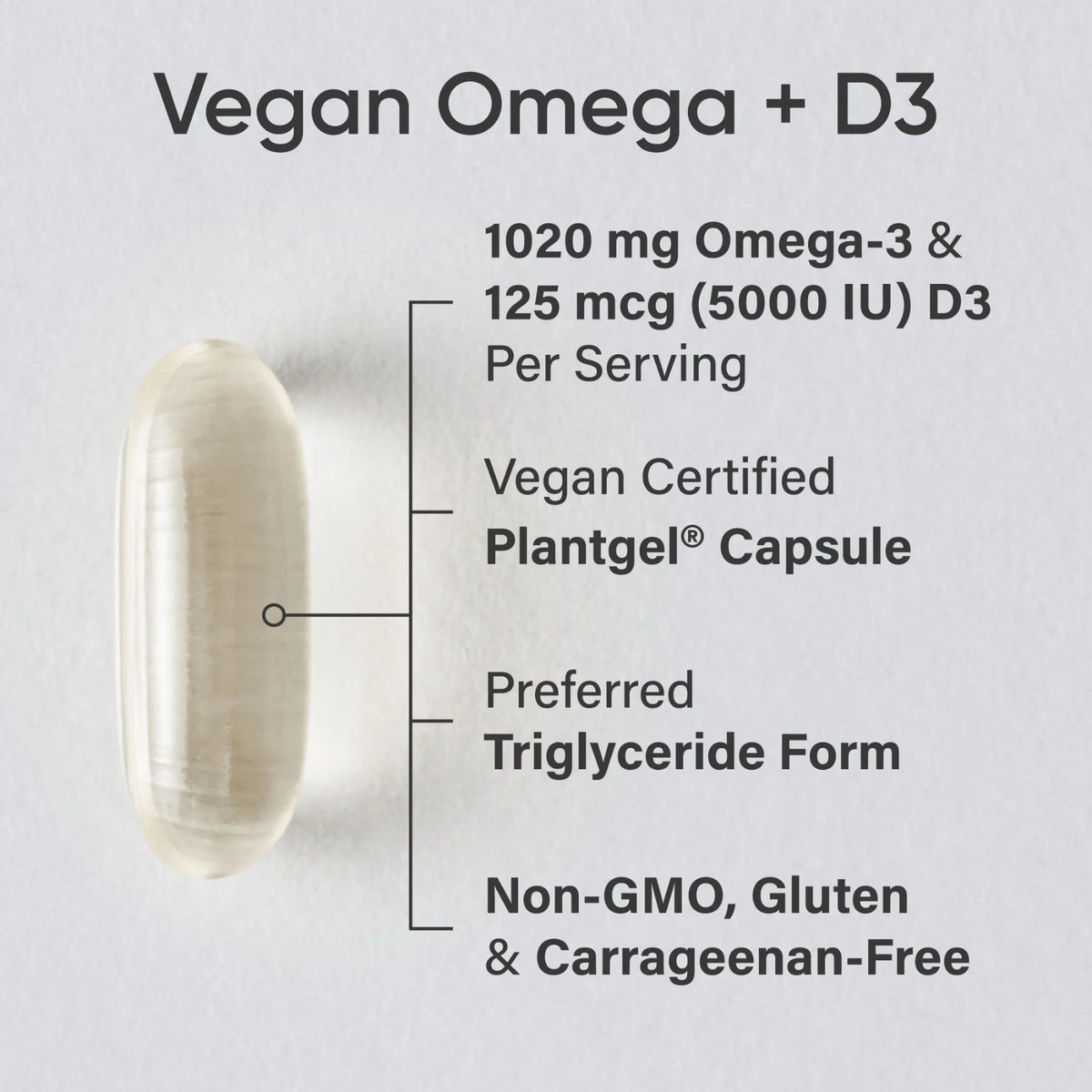 Sports Research Vegan Omega-3 1400mg + Vitamin D3 5000iu, 60s (Exp 12/27)