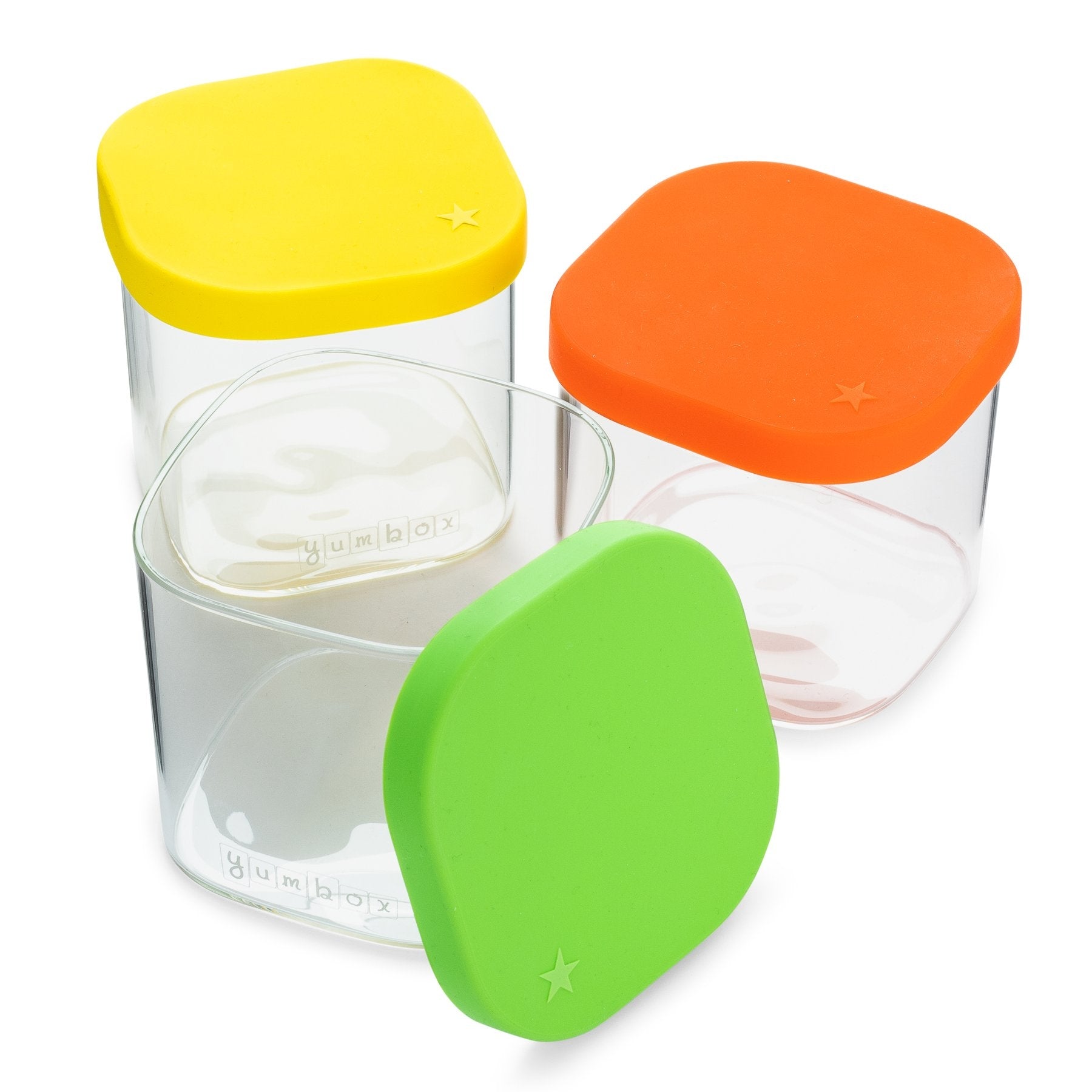Yumbox Chop Chop Glass Storage Cubes, 3pc (3 Colours) - Pupsik Singapore