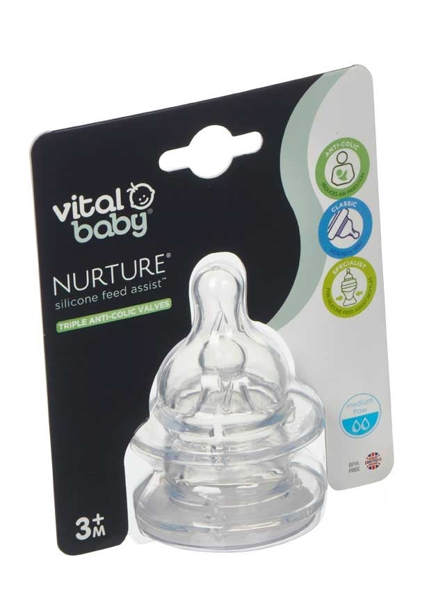 Vital Baby Silicone Feed Assist Teats (2pk) - Medium Flow
