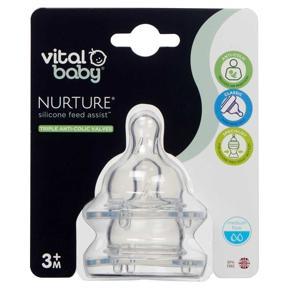 Vital Baby Silicone Feed Assist Teats (2pk) - Medium Flow