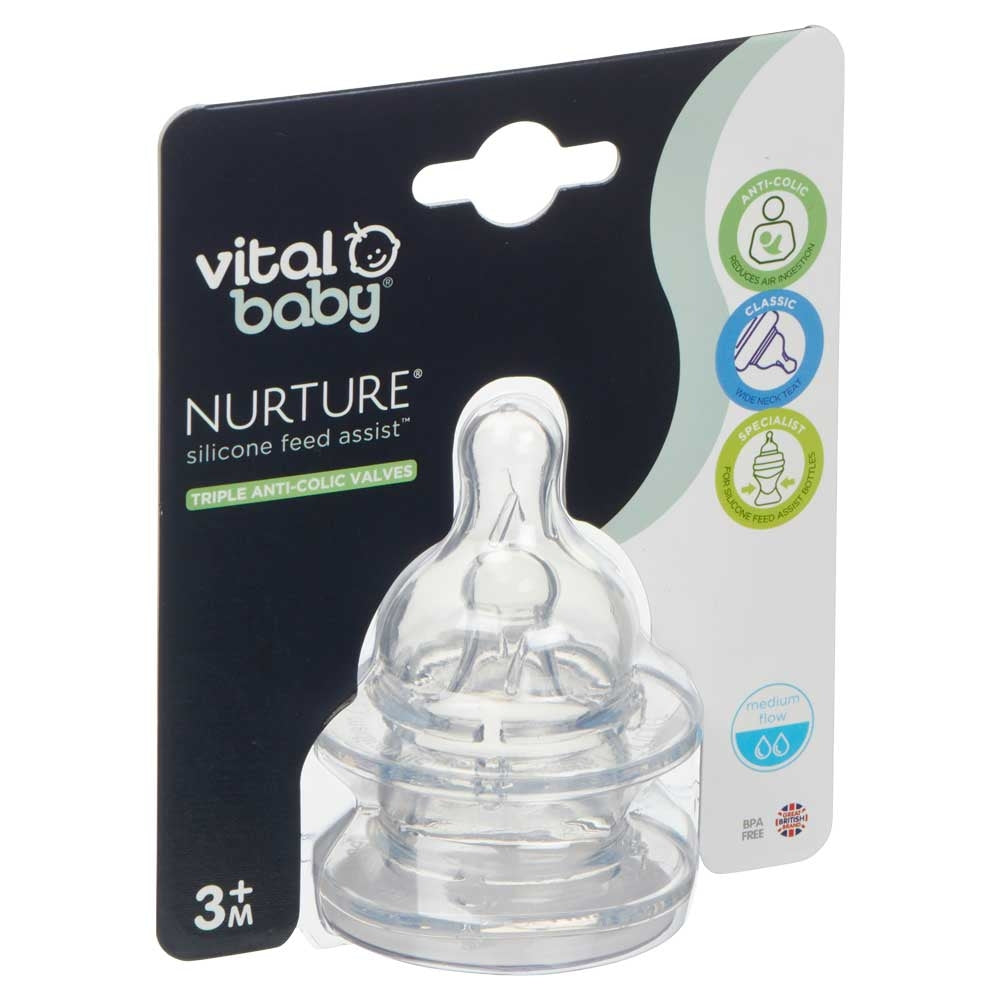 Vital Baby Silicone Feed Assist Teats (2pk) - Medium Flow