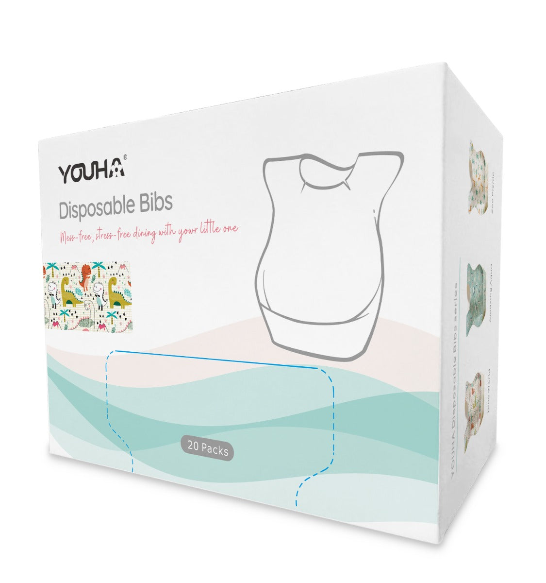 Youha Disposable Bibs, 20pcs (3 Designs)