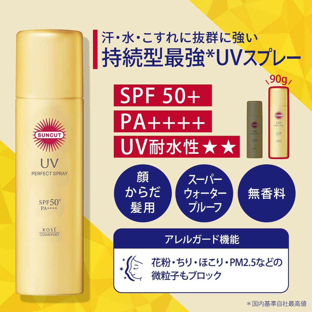 Kose Suncut Perfect UV Spray Sunscreen SPF50+ PA++++, 90g (Exp 01/28)