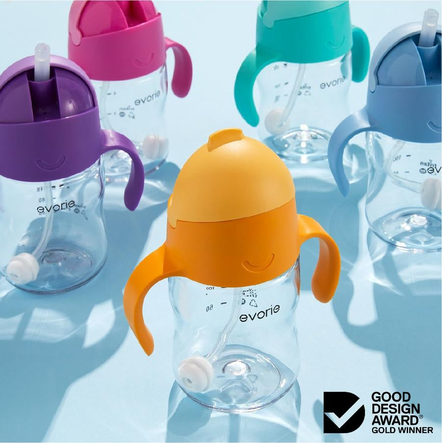 Evorie Tritan Gravity Straw Sippy Cup Water Bottle (200ml) (12 Colours)