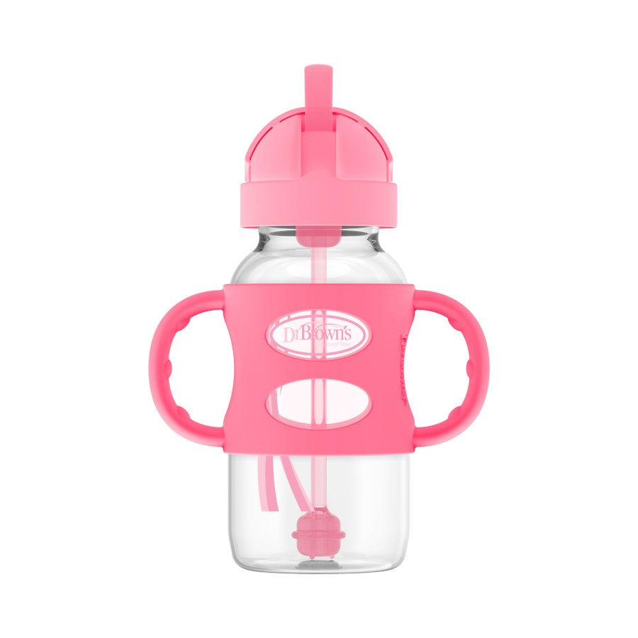 Dr. Brown's Milestones Sippy Straw Bottles w/ Silicone Handles, 270ml - Wide Neck (4 Colours)