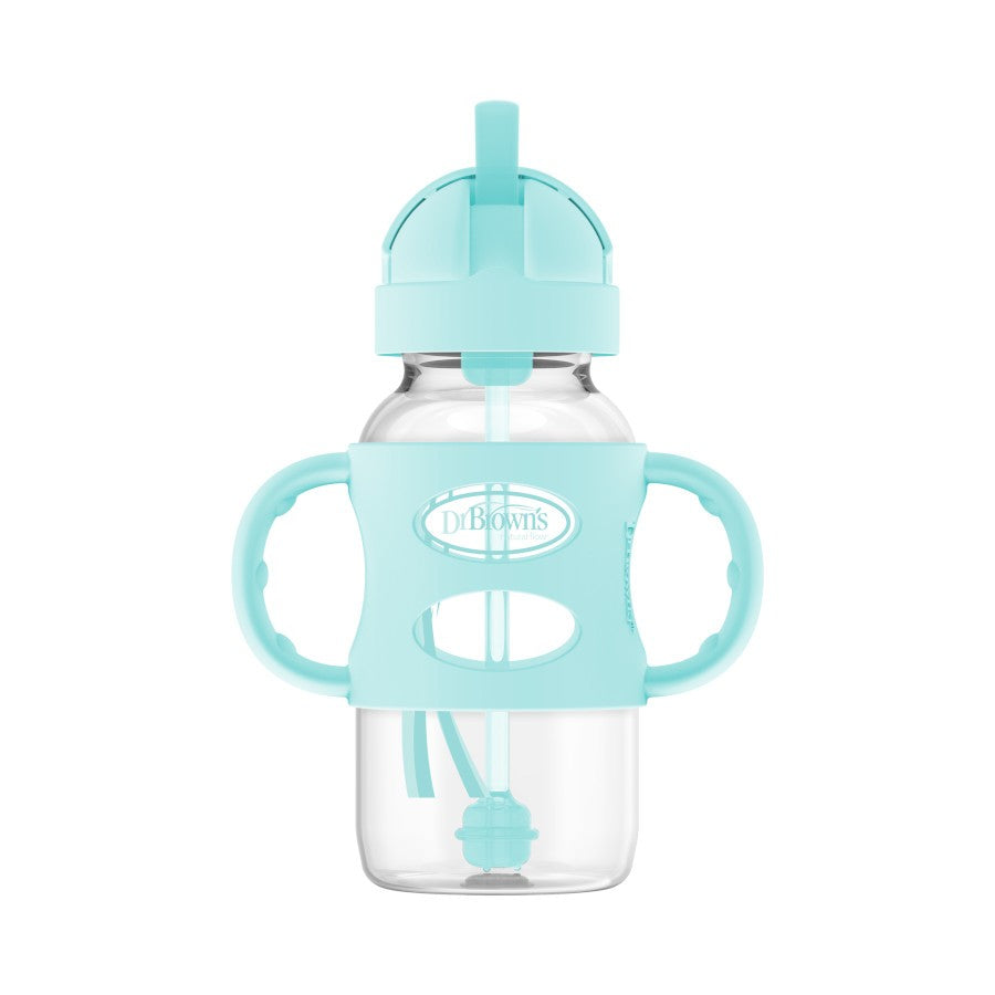Dr. Brown's Milestones Sippy Straw Bottles w/ Silicone Handles, 270ml - Wide Neck (4 Colours)