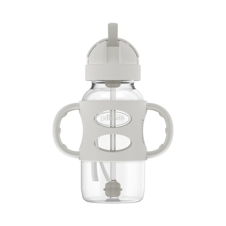 Dr. Brown's Milestones Sippy Straw Bottles w/ Silicone Handles, 270ml - Wide Neck (4 Colours)