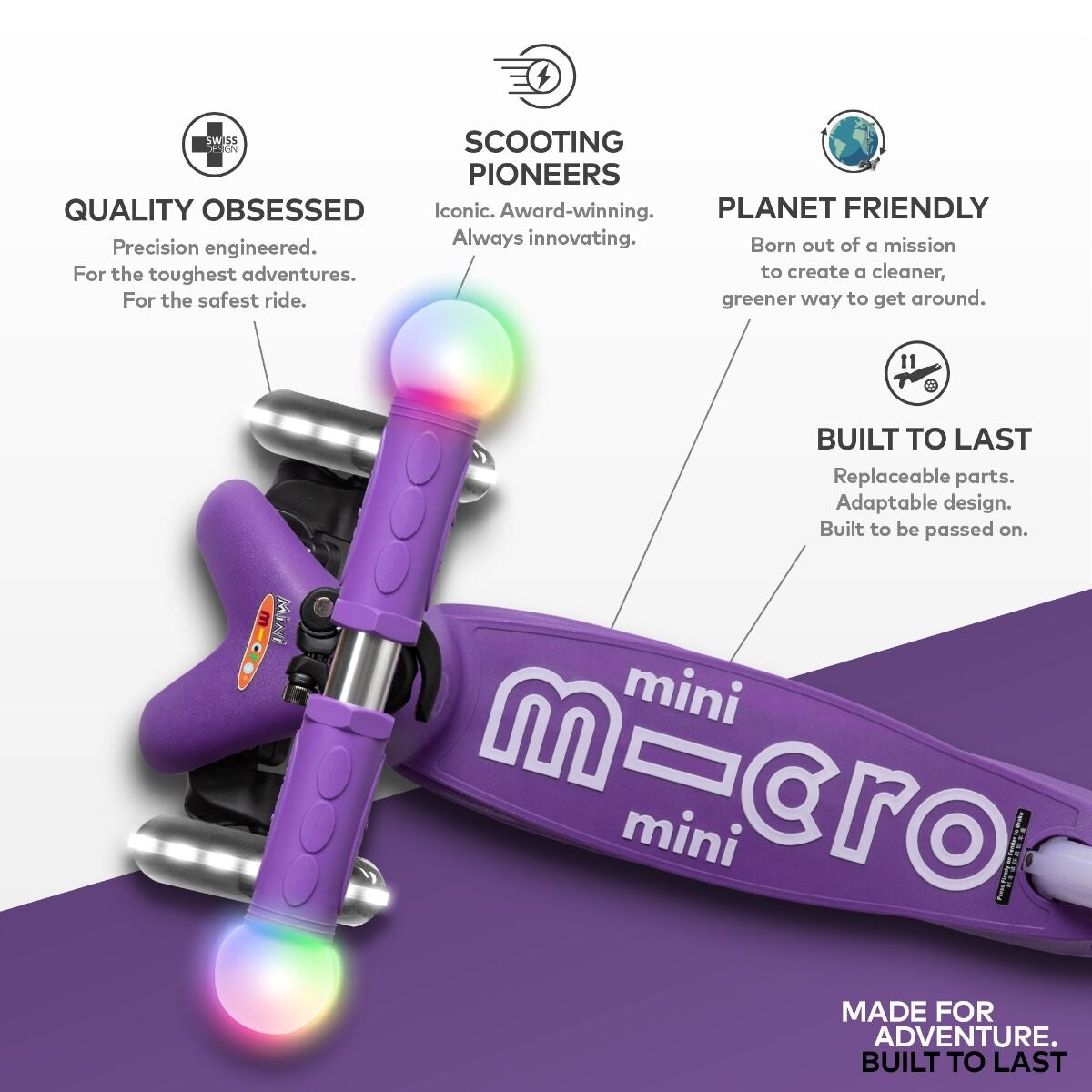 Micro Mini Deluxe Magic Scooter (LED on Wheels + Handles) (4 Colors) - Pupsik Singapore