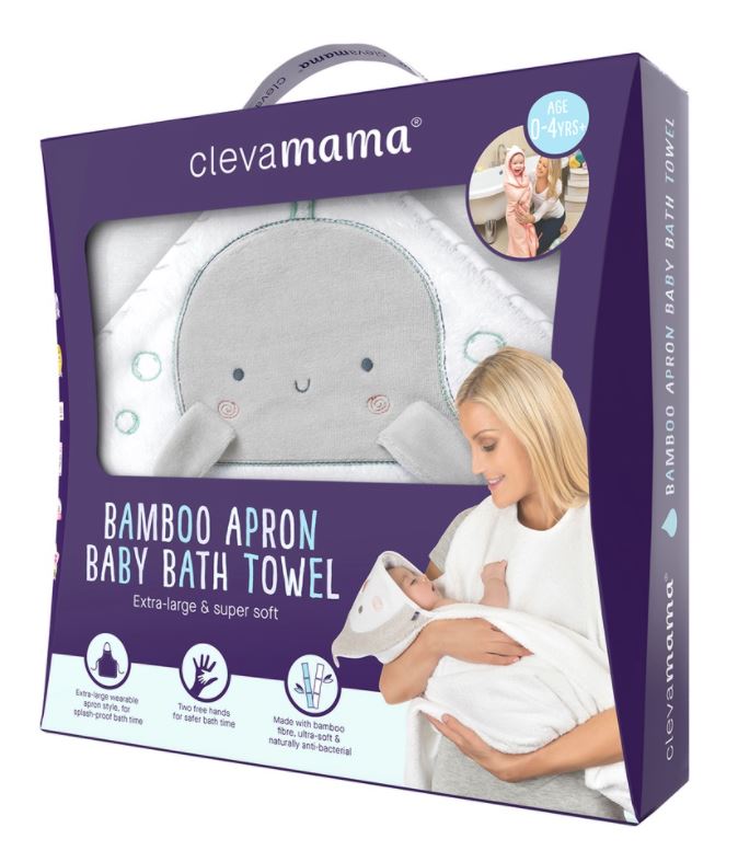 Clevamama Bamboo Apron Baby Bath Towel  (3 Designs)
