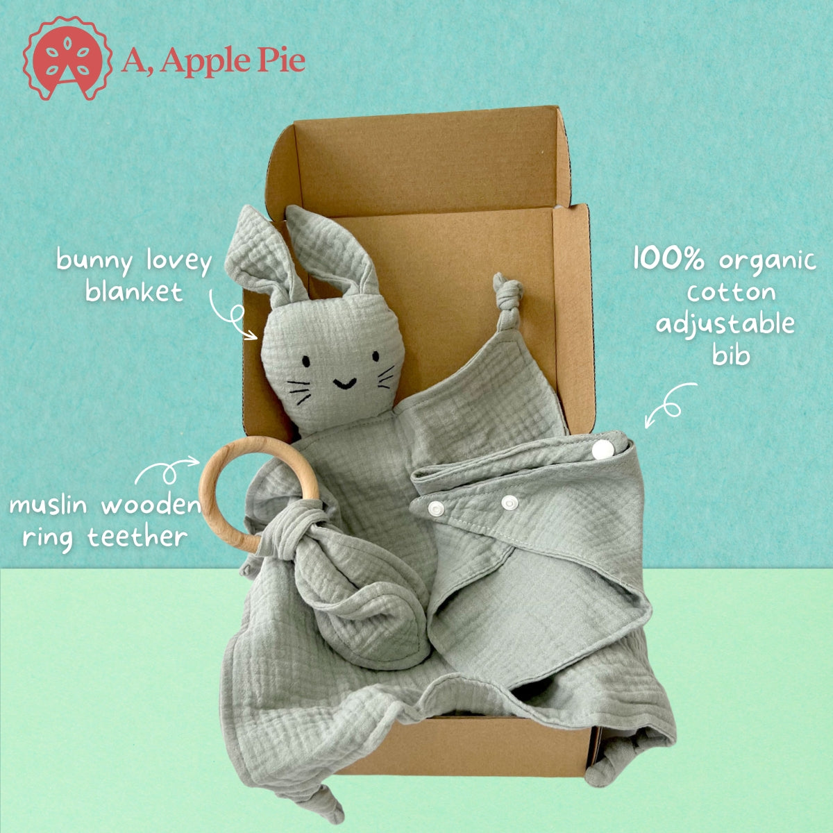 A, Apple Pie Snuggle Bunny Baby Gift Set (5 Colors)