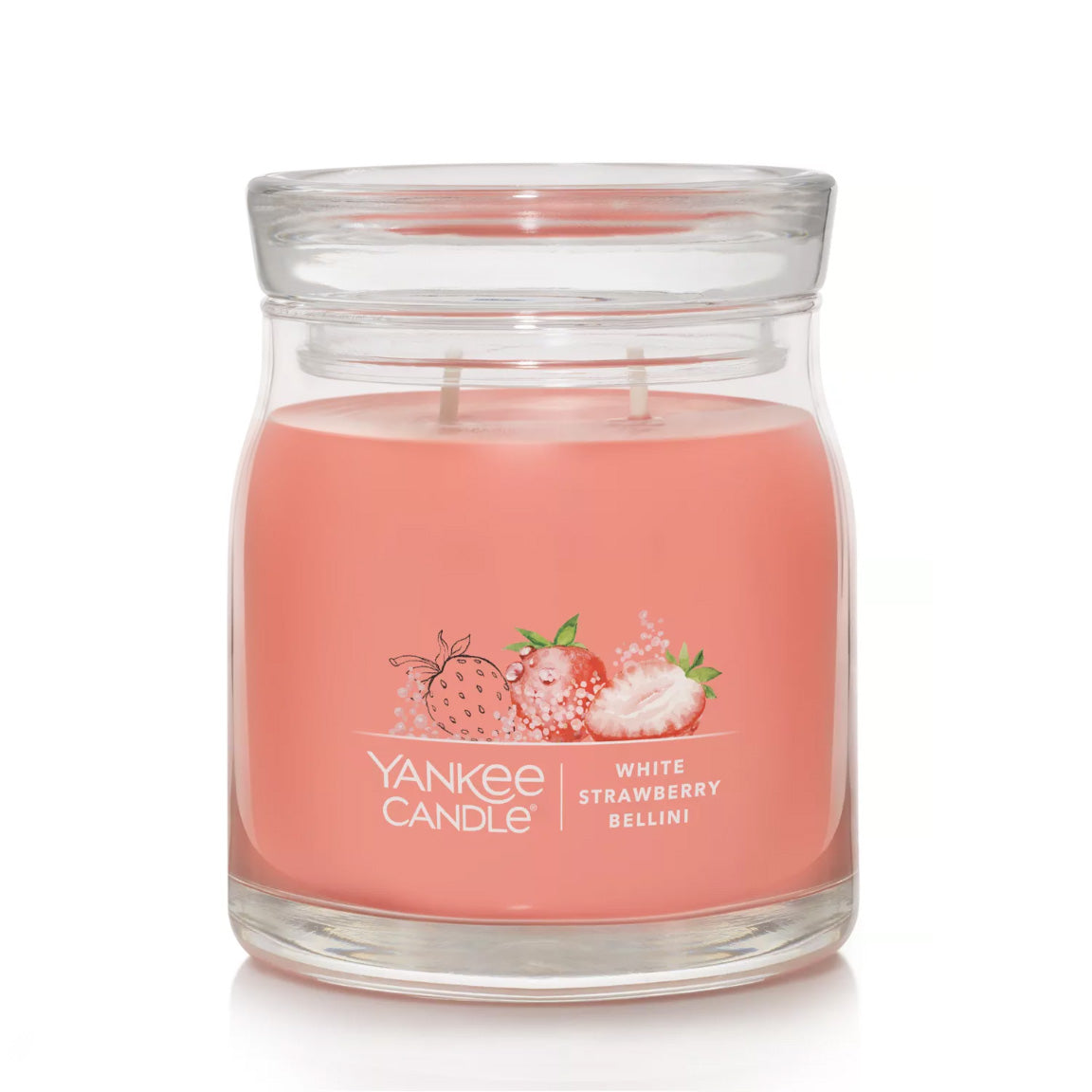 Yankee Candle Signature Medium Jar Candle, 2-wicks (13oz) - White Strawberry Bellini