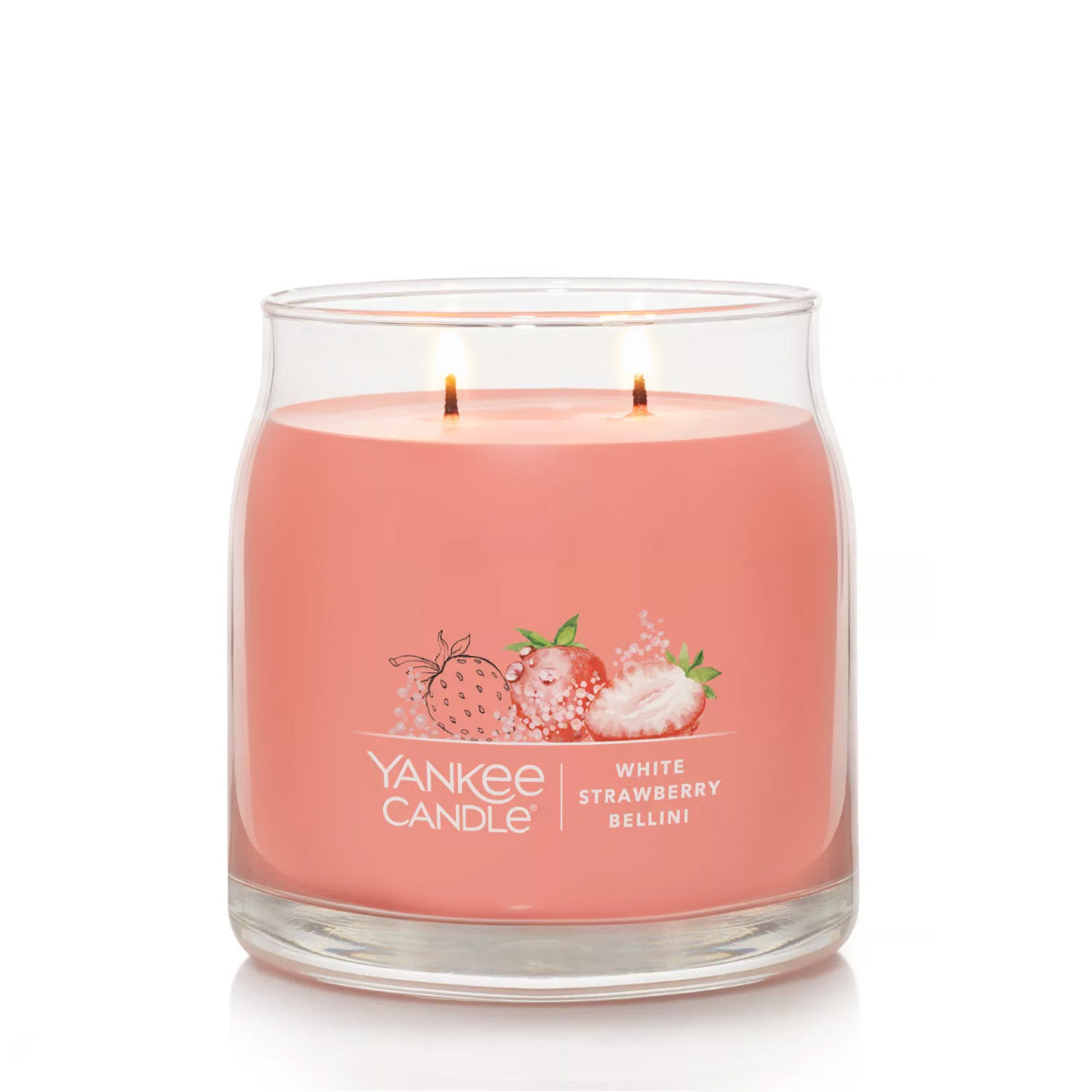 Yankee Candle Signature Medium Jar Candle, 2-wicks (13oz) - White Strawberry Bellini