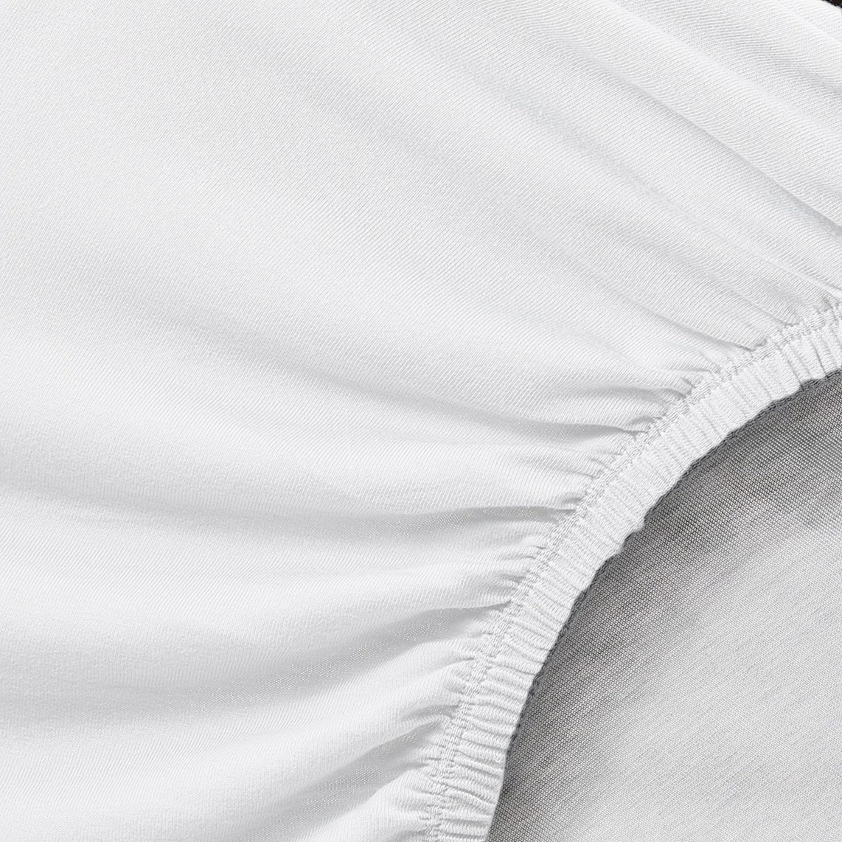MPJ Queen Bamboo Fitted Sheet, 152cm x 190cm – White