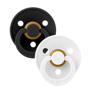 Bibs Round Colour Pacifier (2pk) - White/Black (1 Size) - Made in Denmark/EU