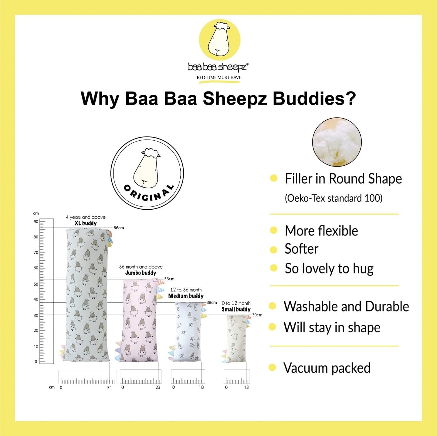 Baa Baa Sheepz Bed-Time Buddy XL Pillow (14 Designs) - Pupsik Singapore