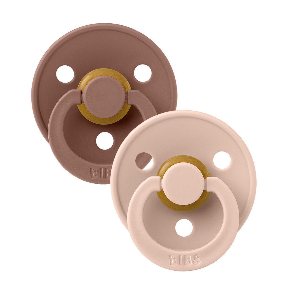 Bibs Round Colour Pacifier (2pk) - Woodchuck/Blush (3 Sizes) - Made in Denmark/EU