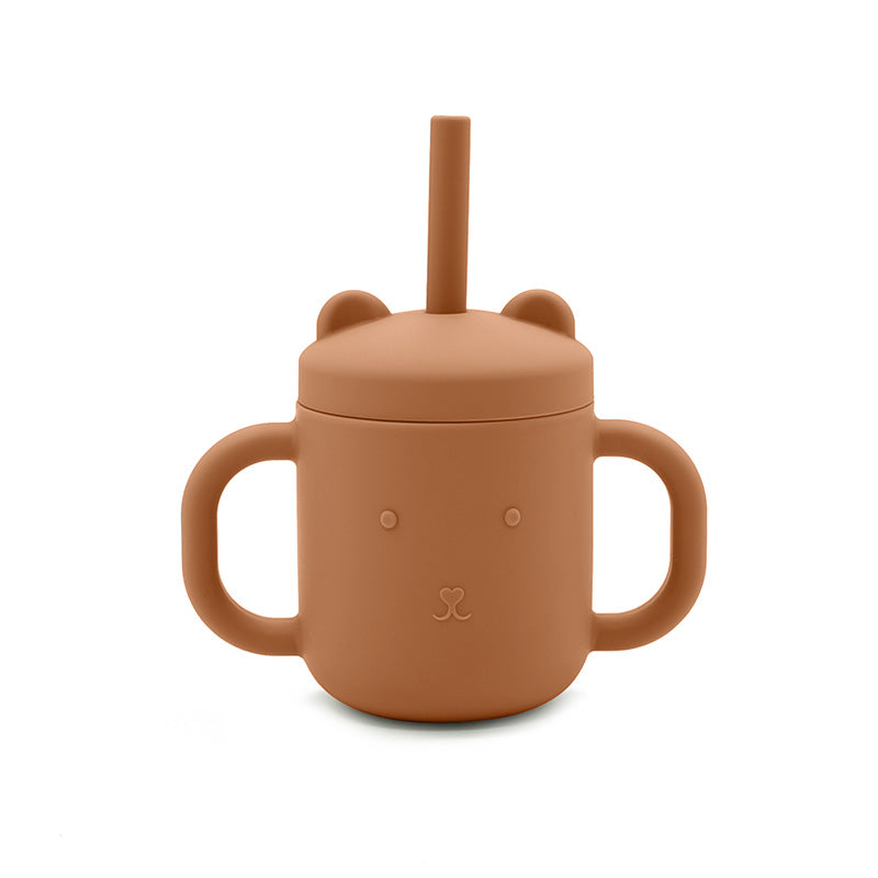Biomom Silicone Bear Straw Sippy Cup (9 Colors) - Pupsik Singapore