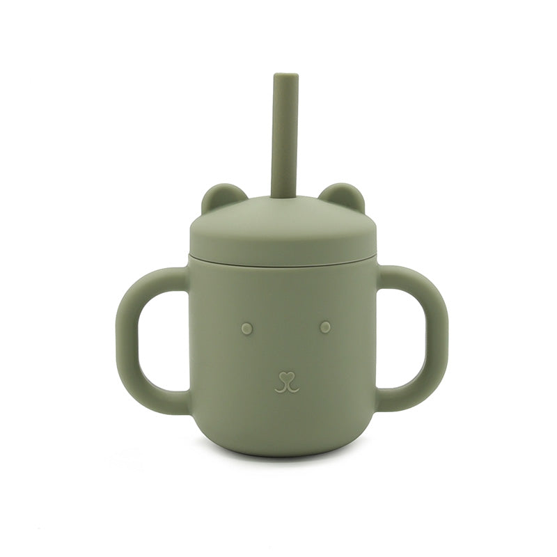 Biomom Silicone Bear Straw Sippy Cup (9 Colors) - Pupsik Singapore